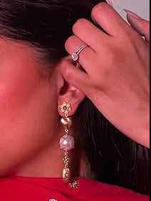 Gold plated pearl danglers