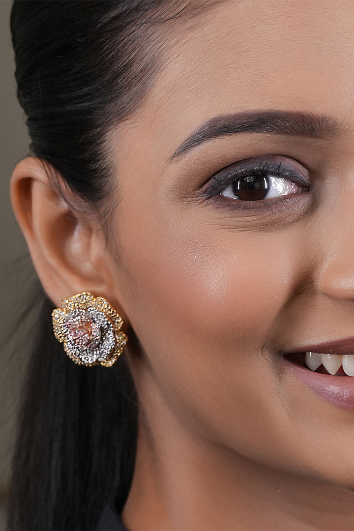 Triple Tone Flower Earrings