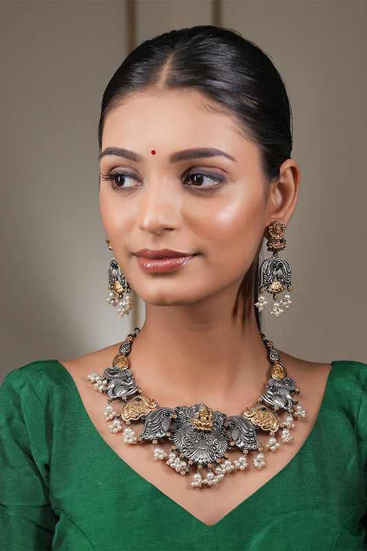 Dual tone temple jewellry set