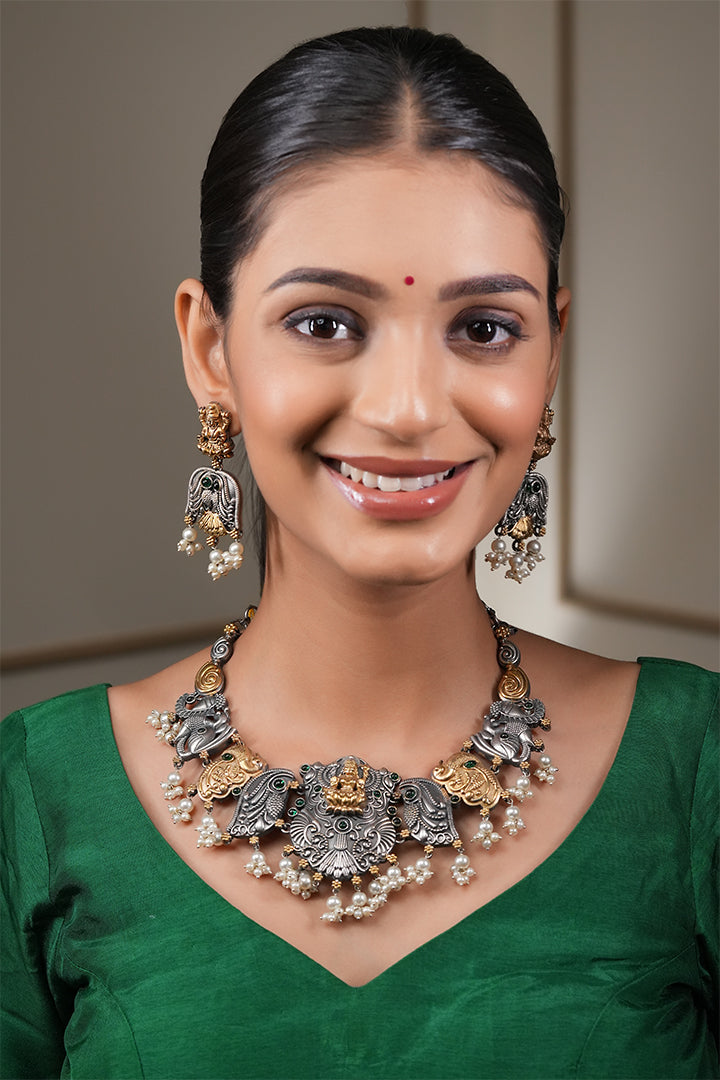 Dual tone temple jewellry set