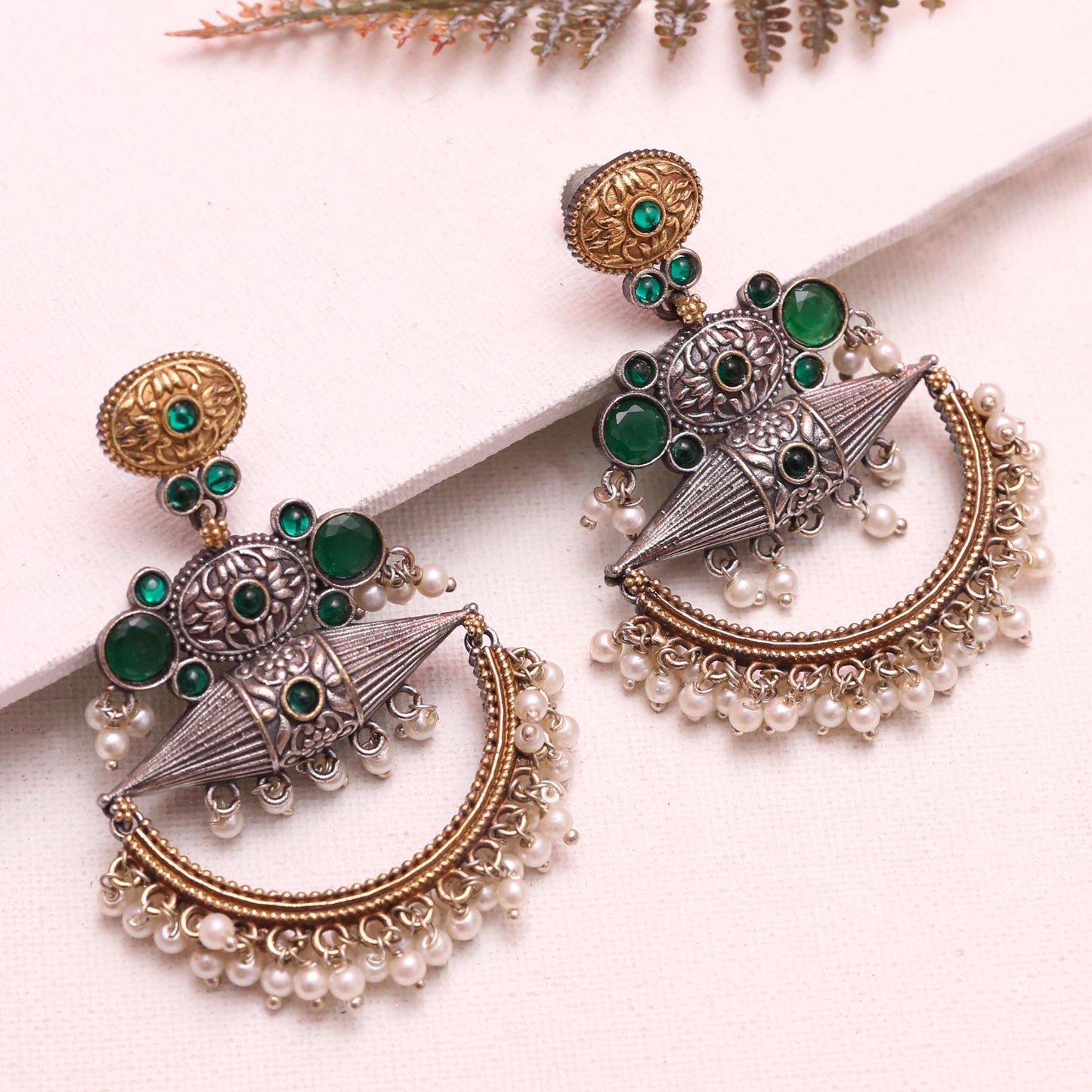 Green Oxidized Earrings