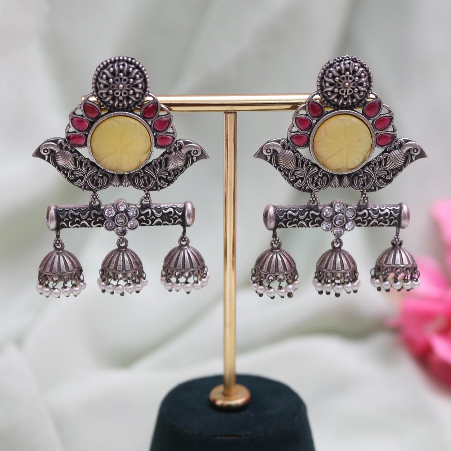 Multicoloured Oxidized Jhumkis