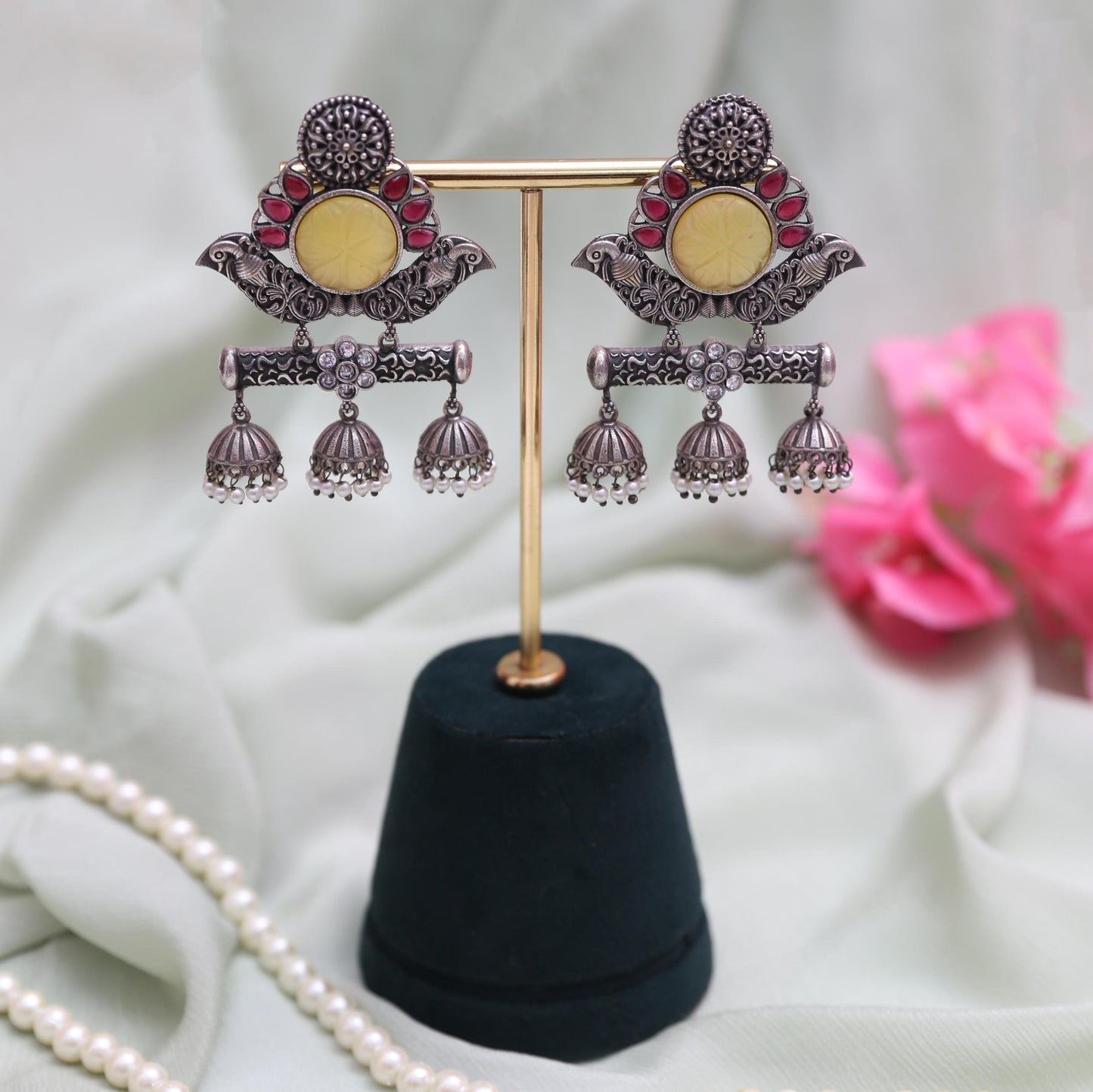 Multicoloured Oxidized Jhumkis