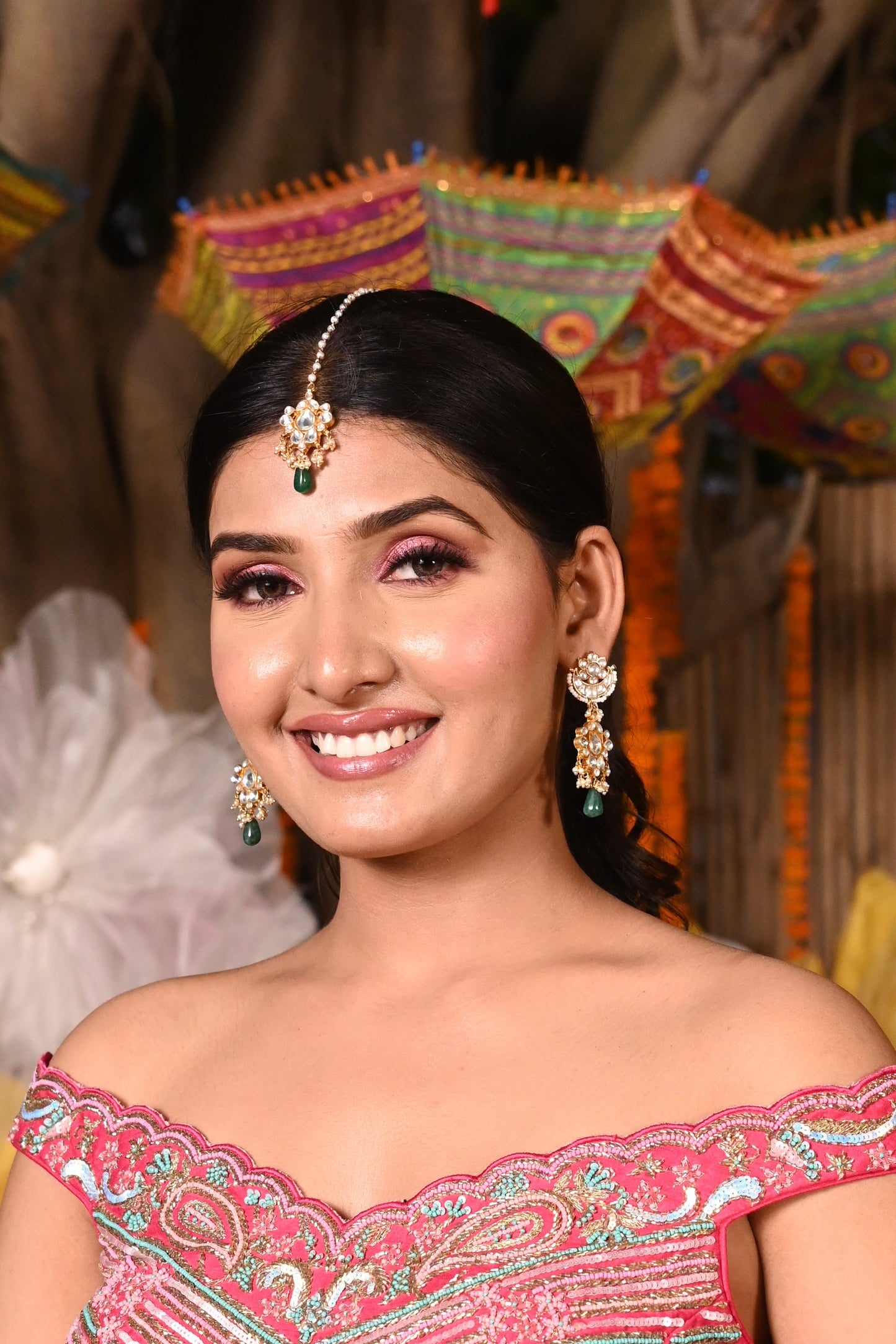 Kundan Earrings and Maangtikka