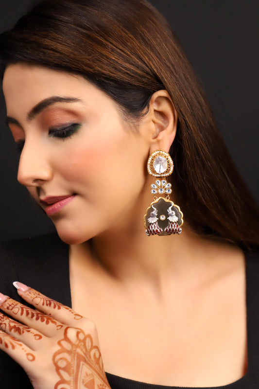 Elephant Shaped Kundan Polki Earrings
