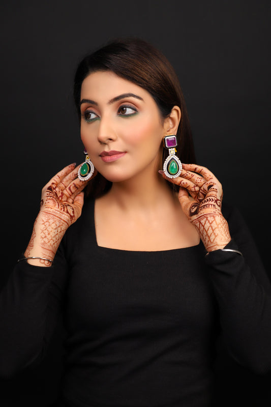 Emerald Stone Dangler Earrings