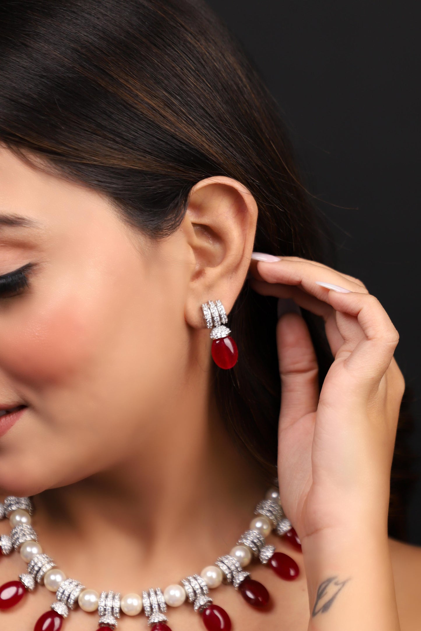 Red American Diamond Set