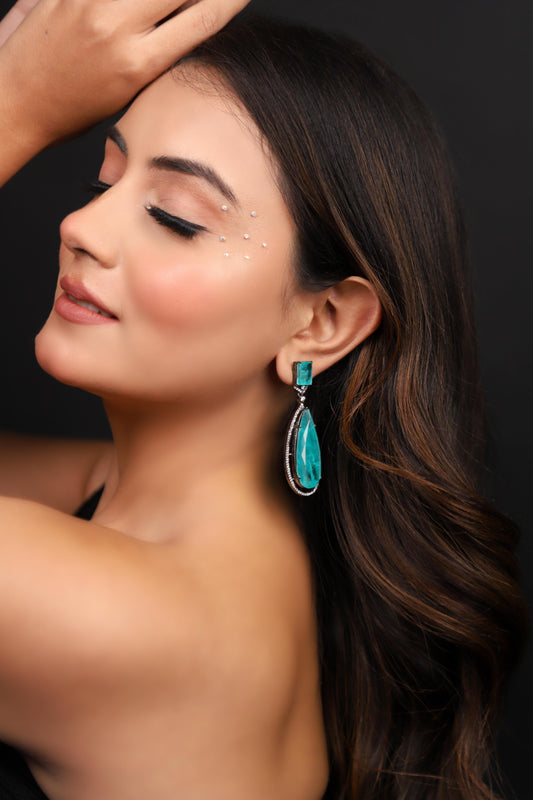 Aqua Doublet Stone Earrings