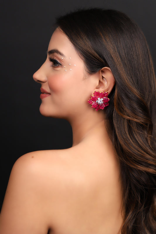 Red Flower Earrings