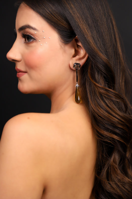 Brown crystal earrings