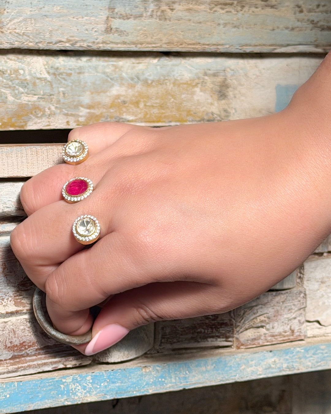 Red Polki ring