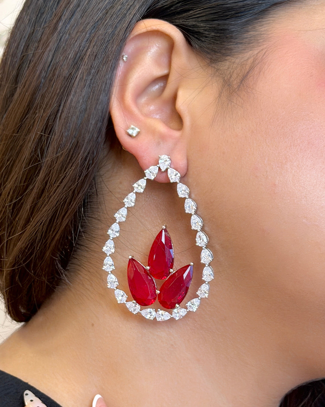 American Diamond Leaf Danglers