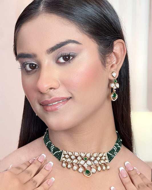 Green emerald choker set
