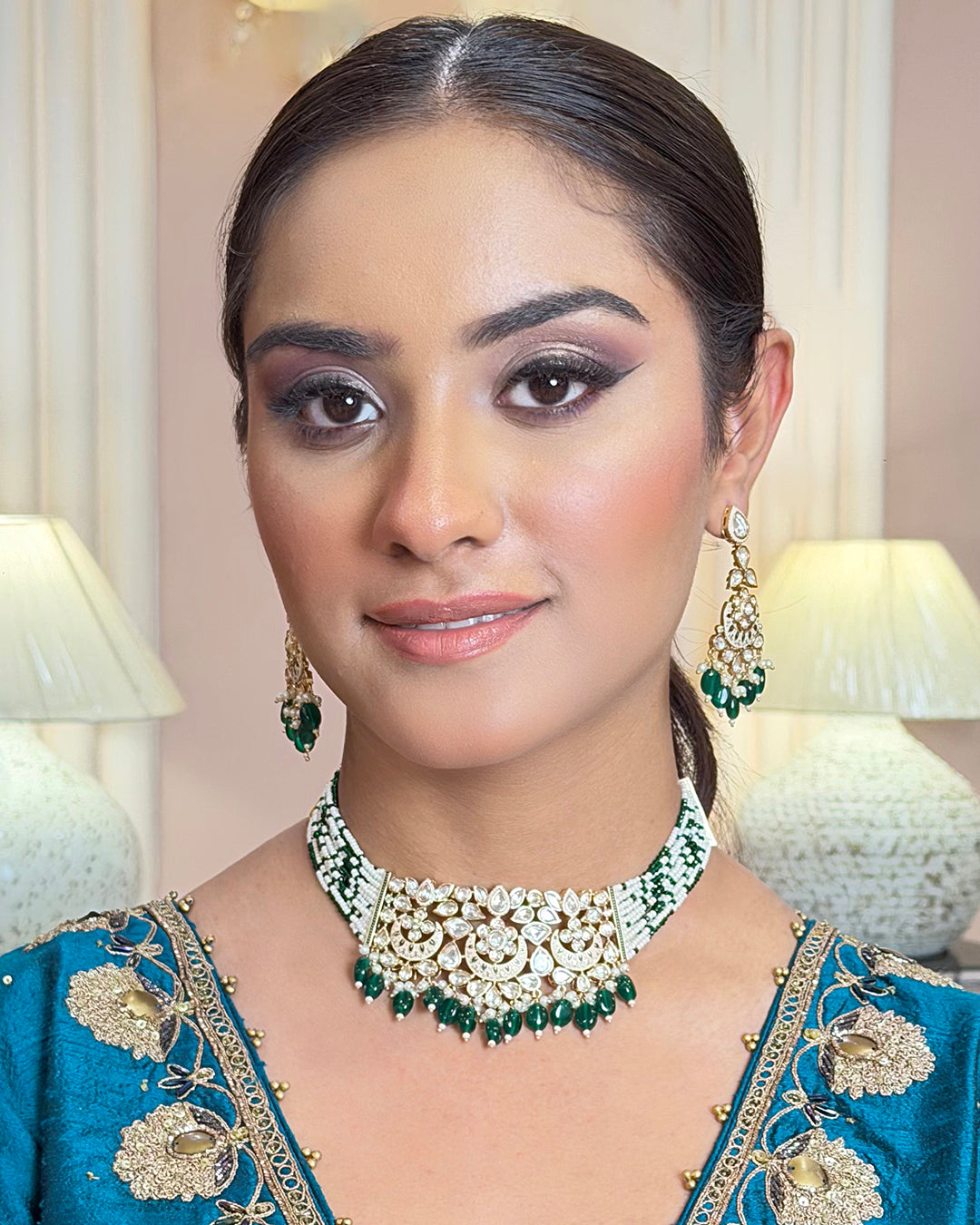 Chained Choker with Emerald Drops