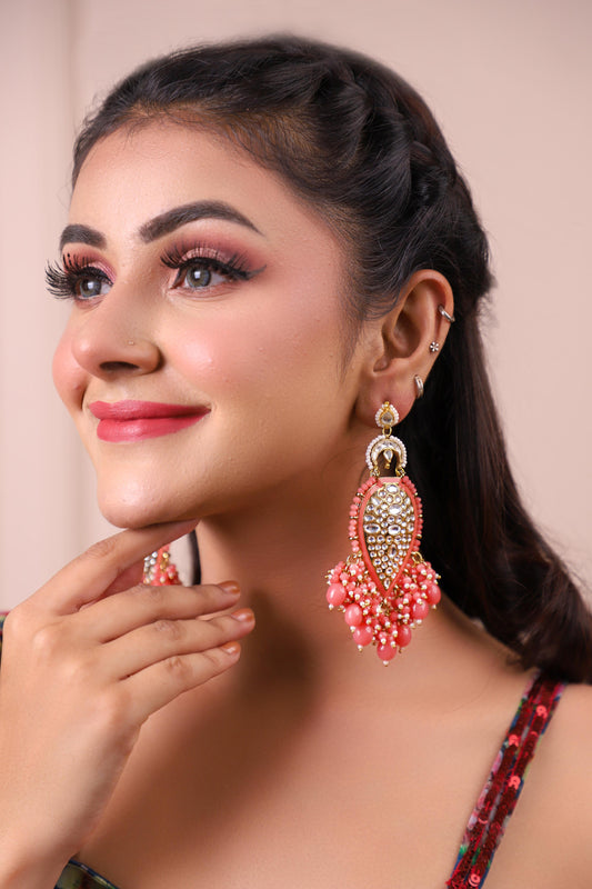 Red Pachi Kundan Earrings