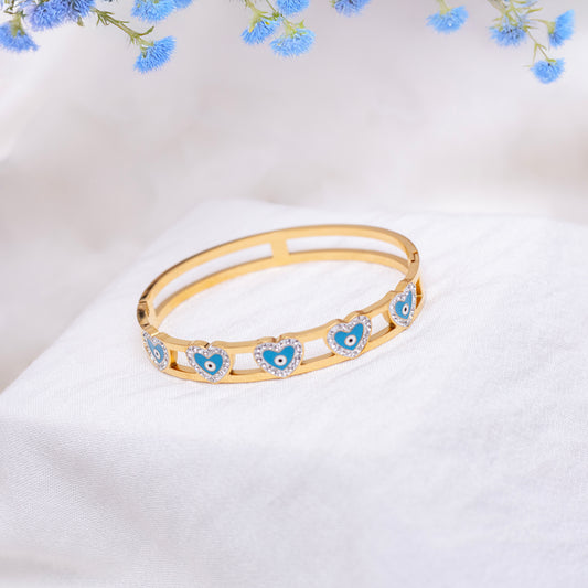 Diamond Heart Evil Eye Bracelet