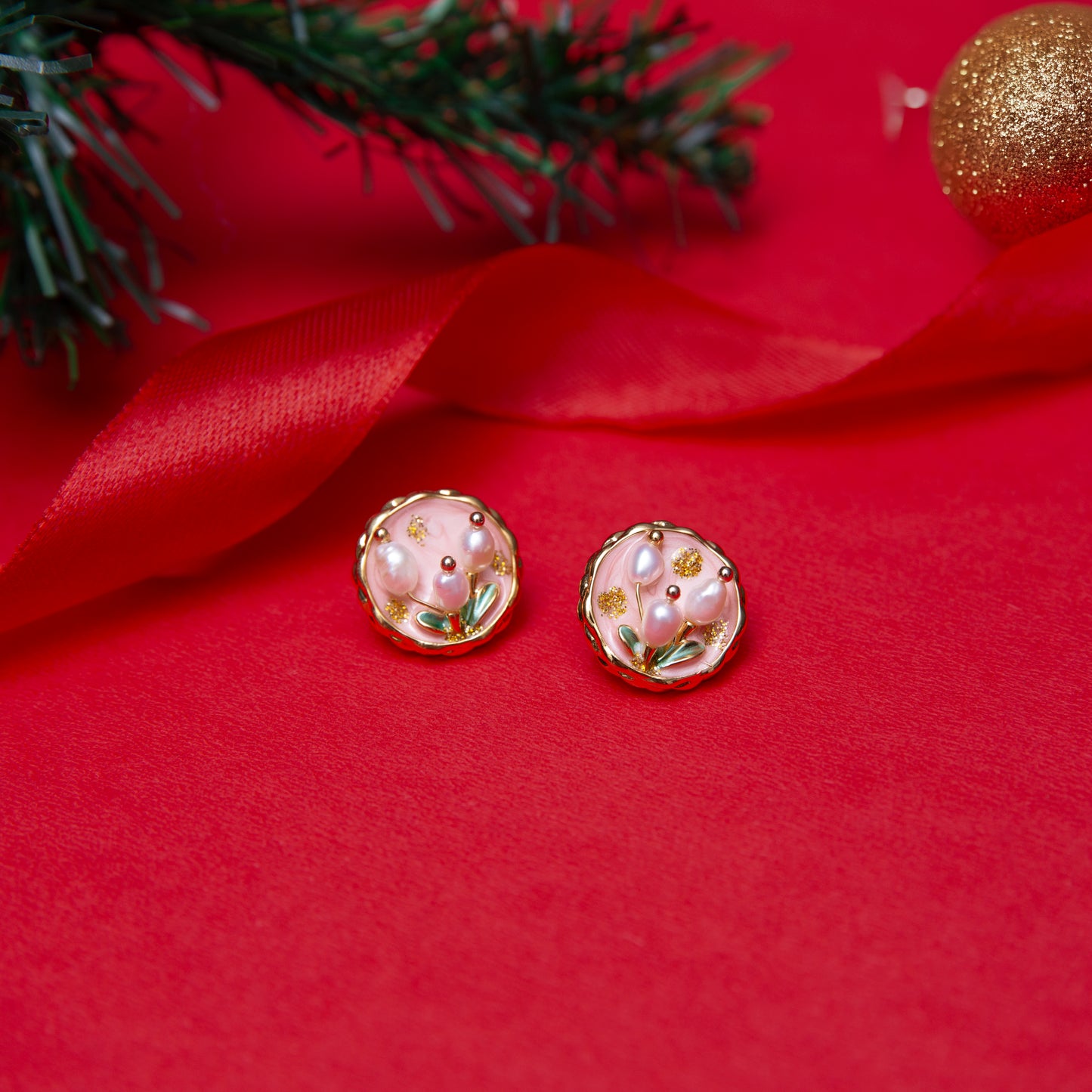 Pink pearl Studs