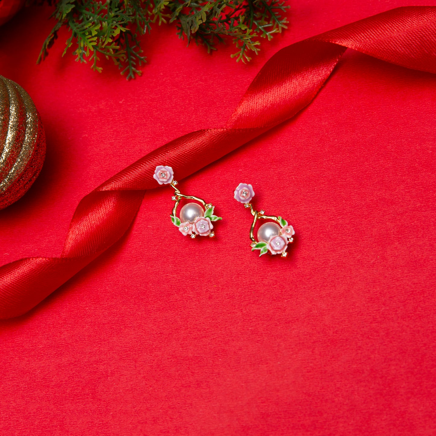 Pink Flower Earrings
