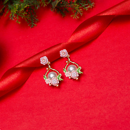 Pink Flower Earrings