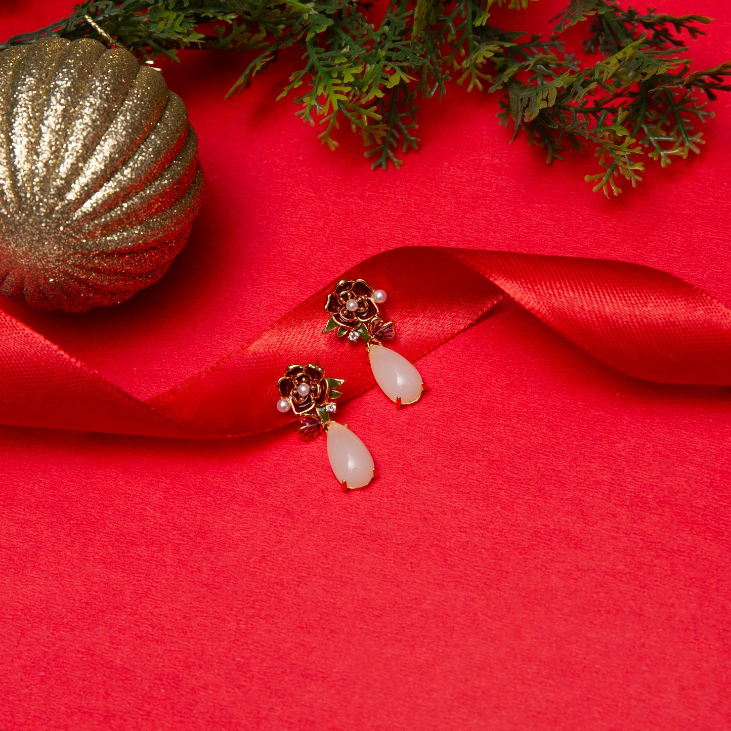 Red flower Earrings