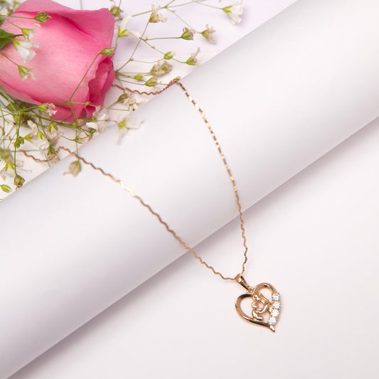 A Mother Loving Her Child Rose Gold Necklace