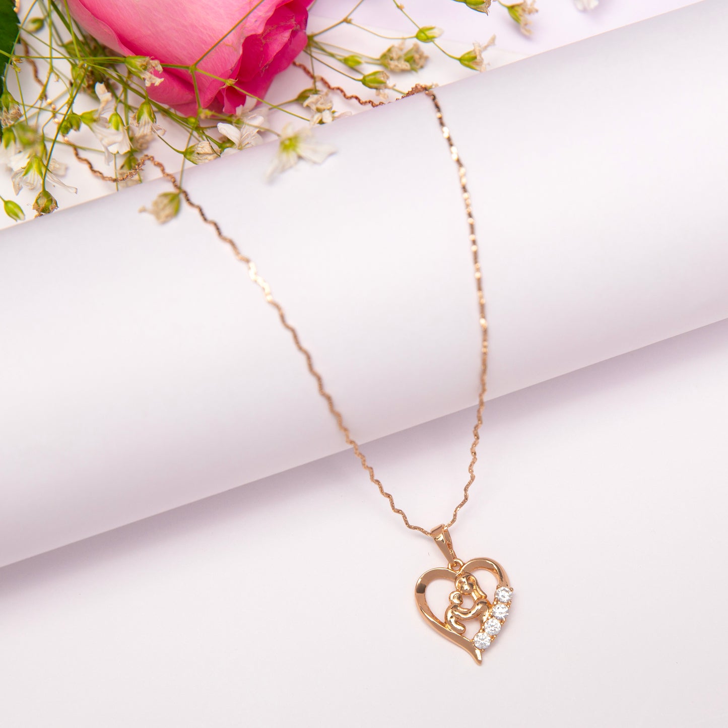 A Mother Loving Her Child Rose Gold Necklace