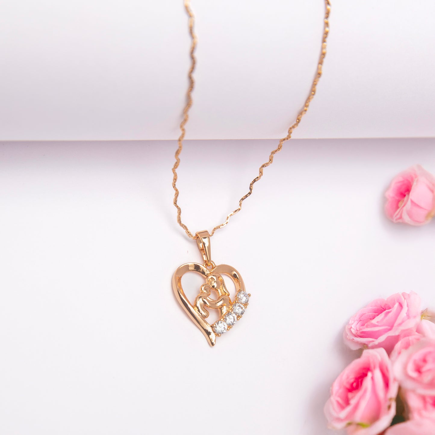 A Mother Loving Her Child Rose Gold Necklace
