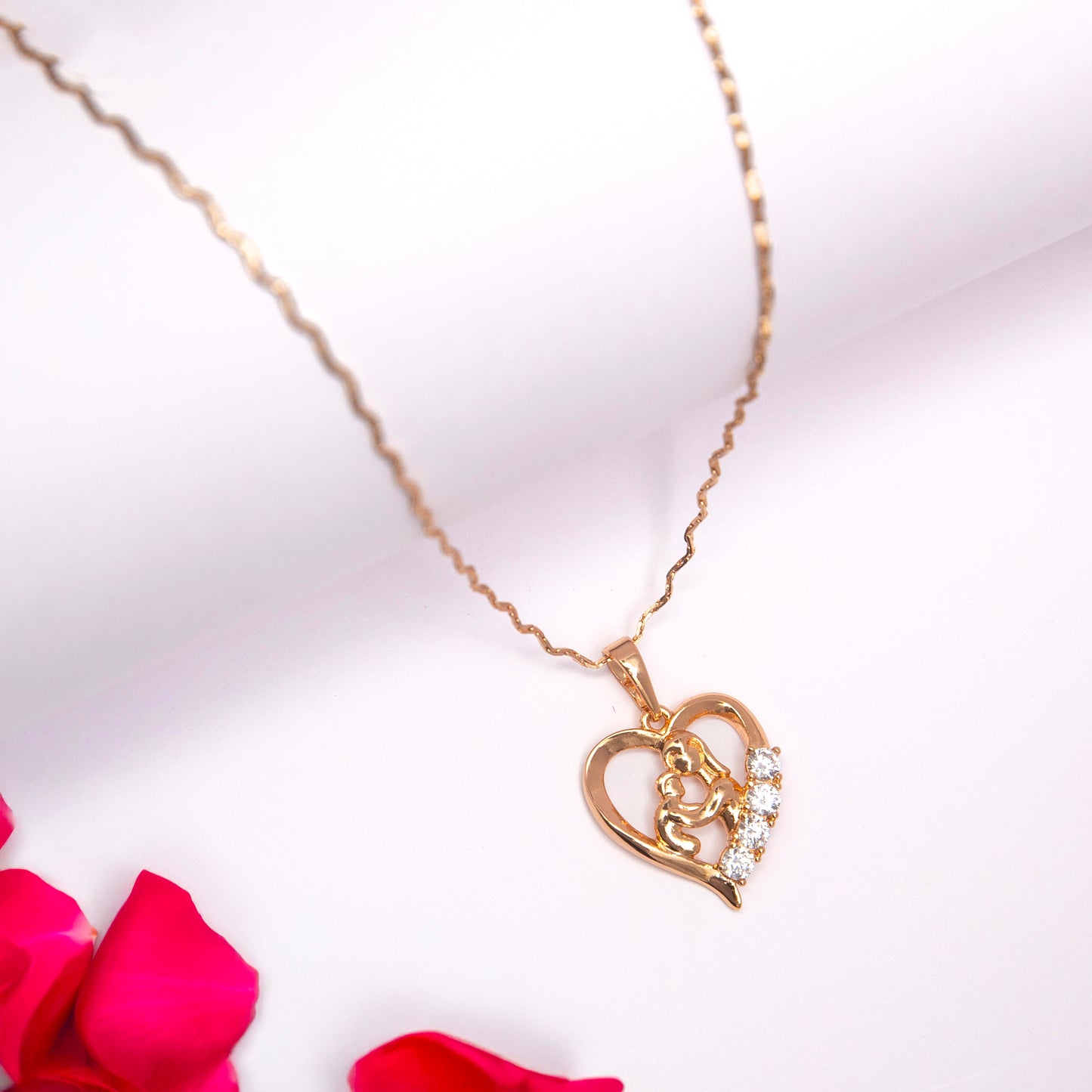 A Mother Loving Her Child Rose Gold Necklace