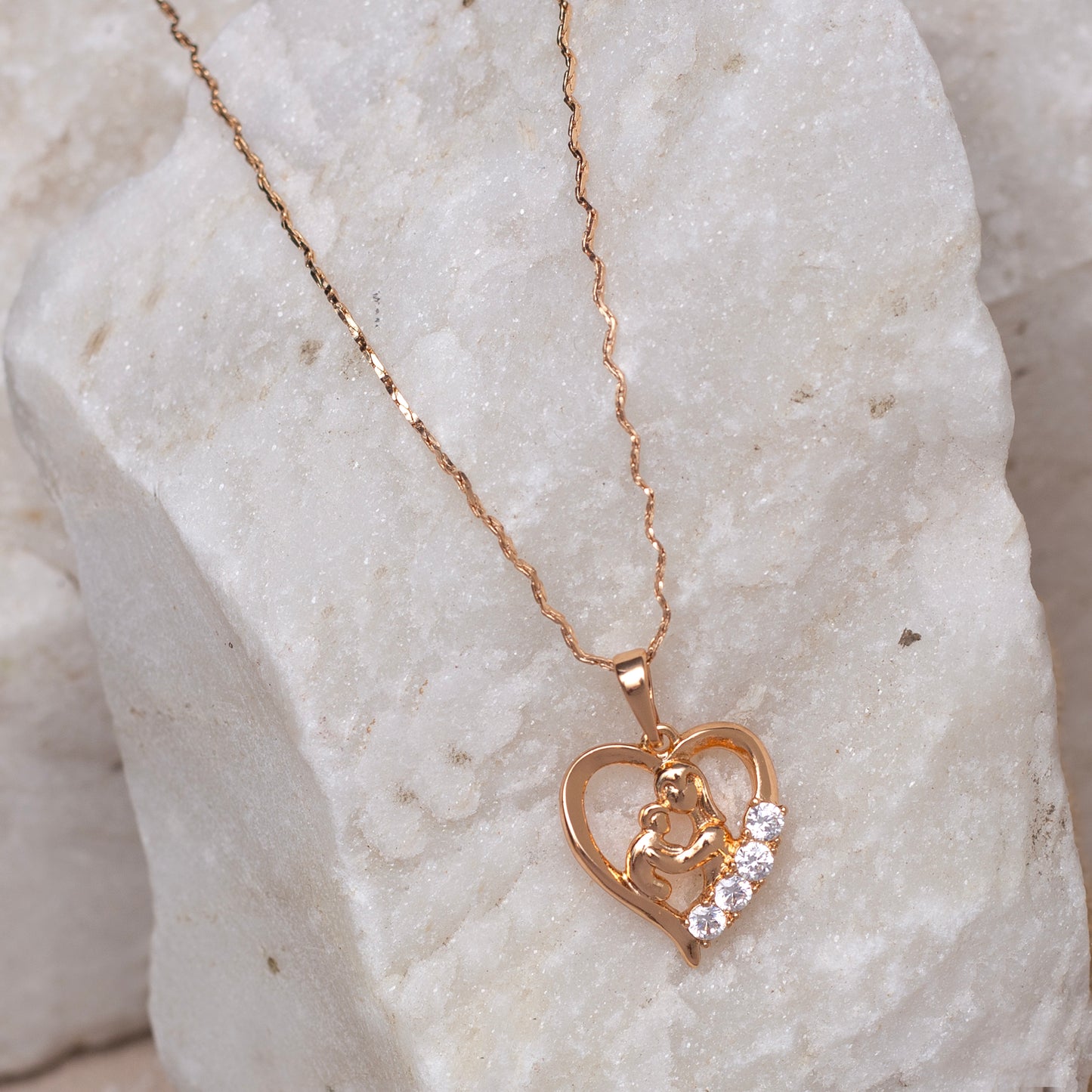 A Mother Loving Her Child Rose Gold Necklace