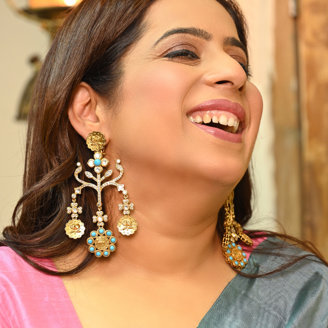 Sabyasachi Inspired Golden Danglers