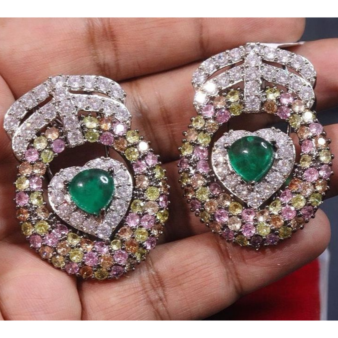 Heart Shaped American Diamond Earrings