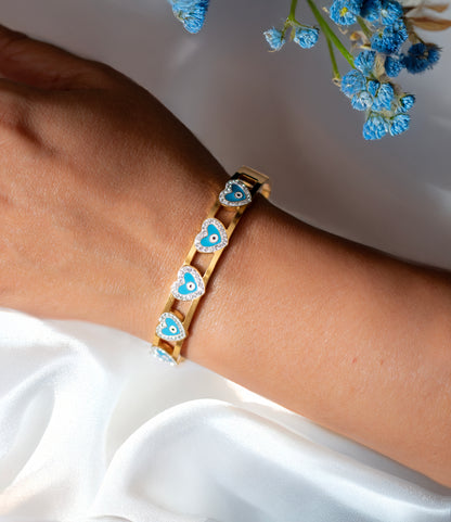 Diamond Heart Evil Eye Bracelet
