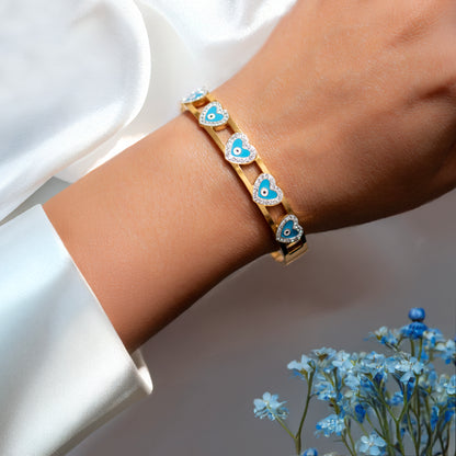 Diamond Heart Evil Eye Bracelet