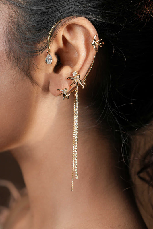 Star fish dangler ear cuffs (left ear)