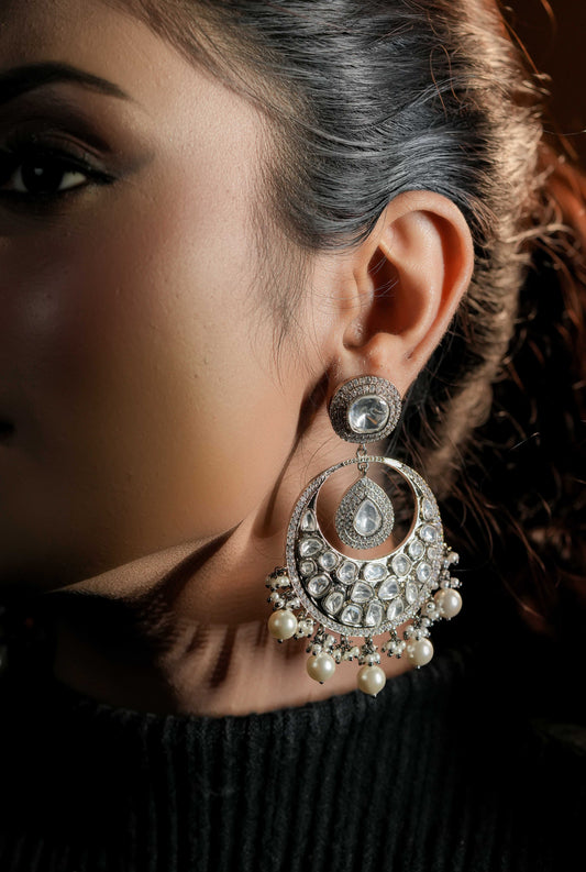 Silver polki chandbalis