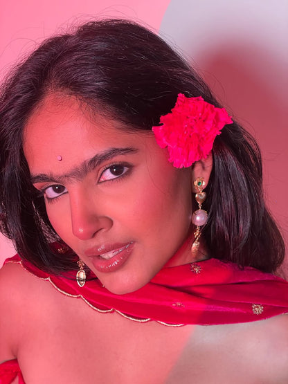 Gold plated pearl danglers