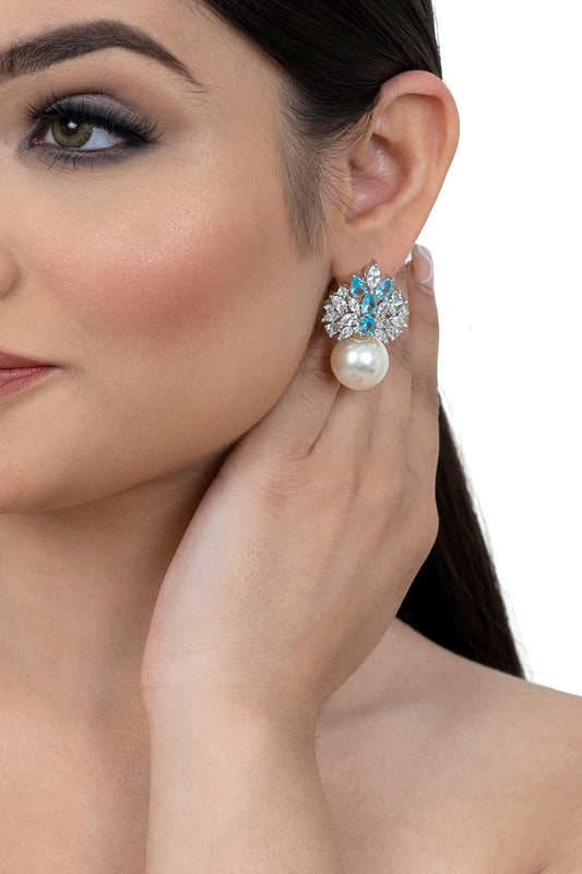 Aqua Blue Pearl Drop earrings