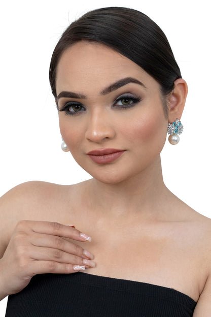 Aqua Blue Pearl Drop earrings