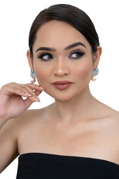 Aqua Blue Pearl Drop earrings