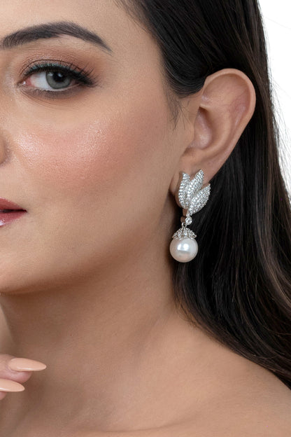 Lotus Pearl Drop Earrings