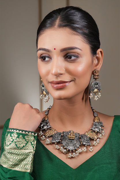 Dual tone temple jewellry set