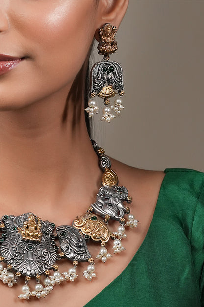 Dual tone temple jewellry set