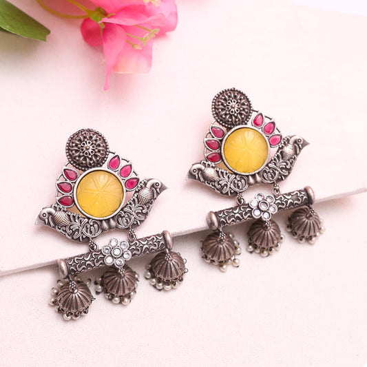 Multicoloured Oxidized Jhumkis