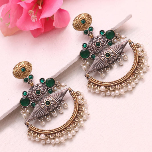 Green Oxidized Earrings