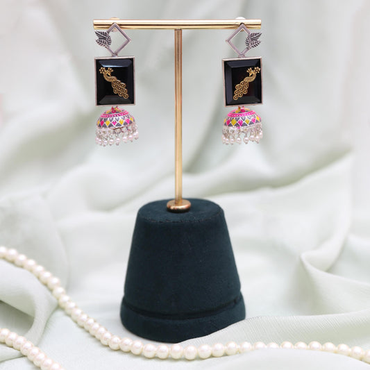Peacock black Jhumkis