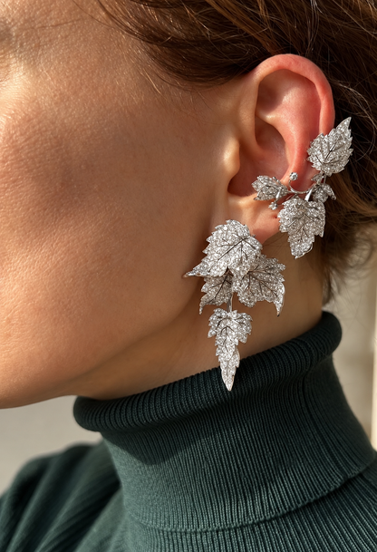 American diamond leaf ear cuffs