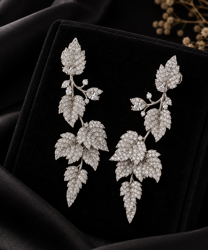 American diamond leaf ear cuffs