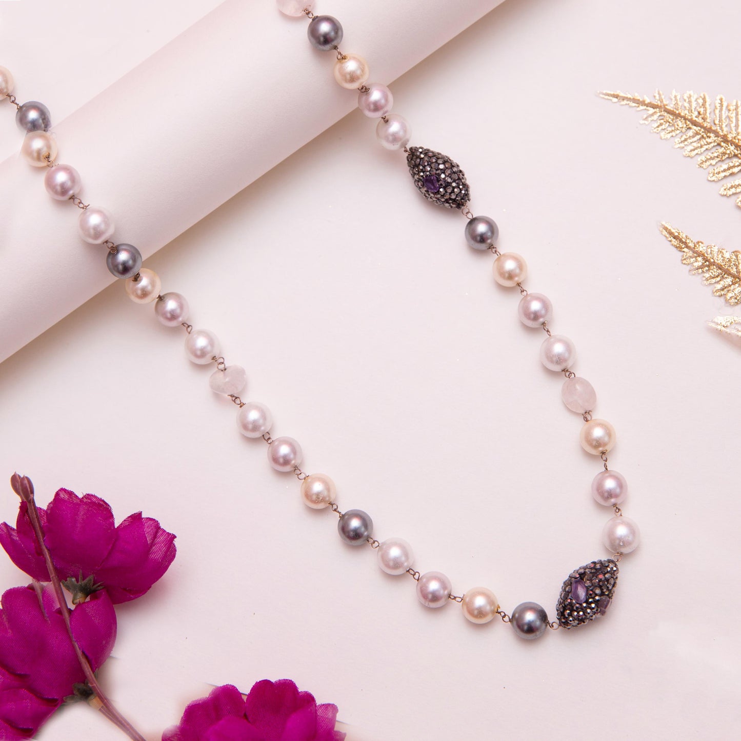 Grey & White Pearl Necklace