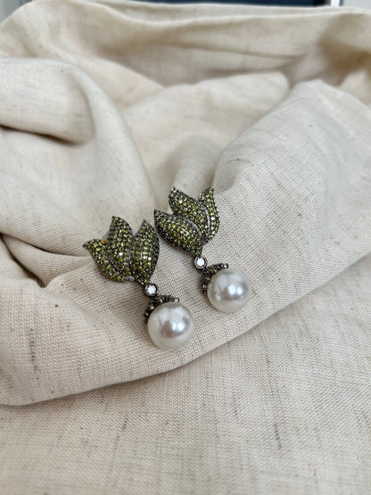 Lotus Pearl Drop Earrings