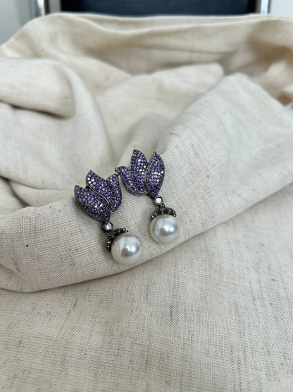 Lotus Pearl Drop Earrings